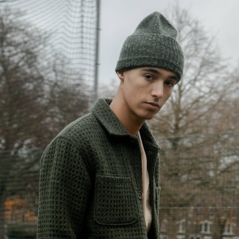 502 Bad Gateway Magazine, Universal Works GreenWaffle Jacket, Green Wool hat, 