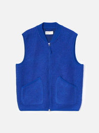 Blue Wool Fleece Zip Waistcoat