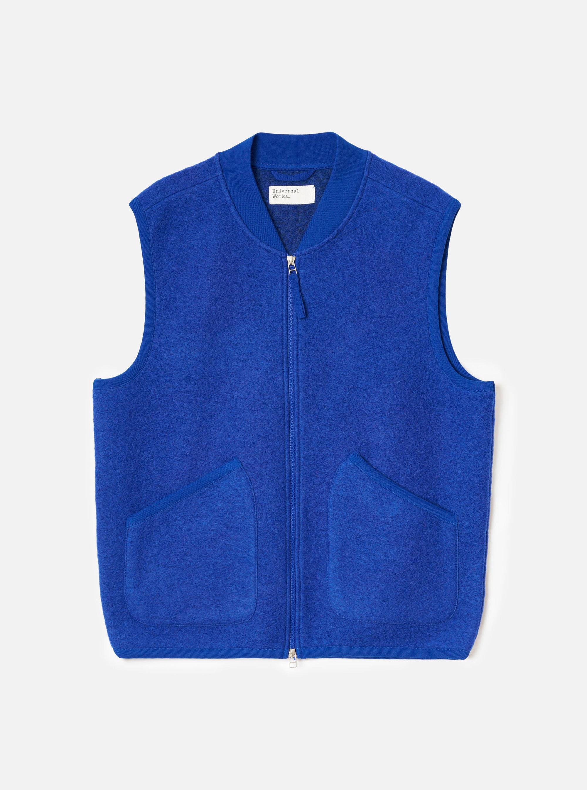 Blue Wool Fleece Zip Waistcoat