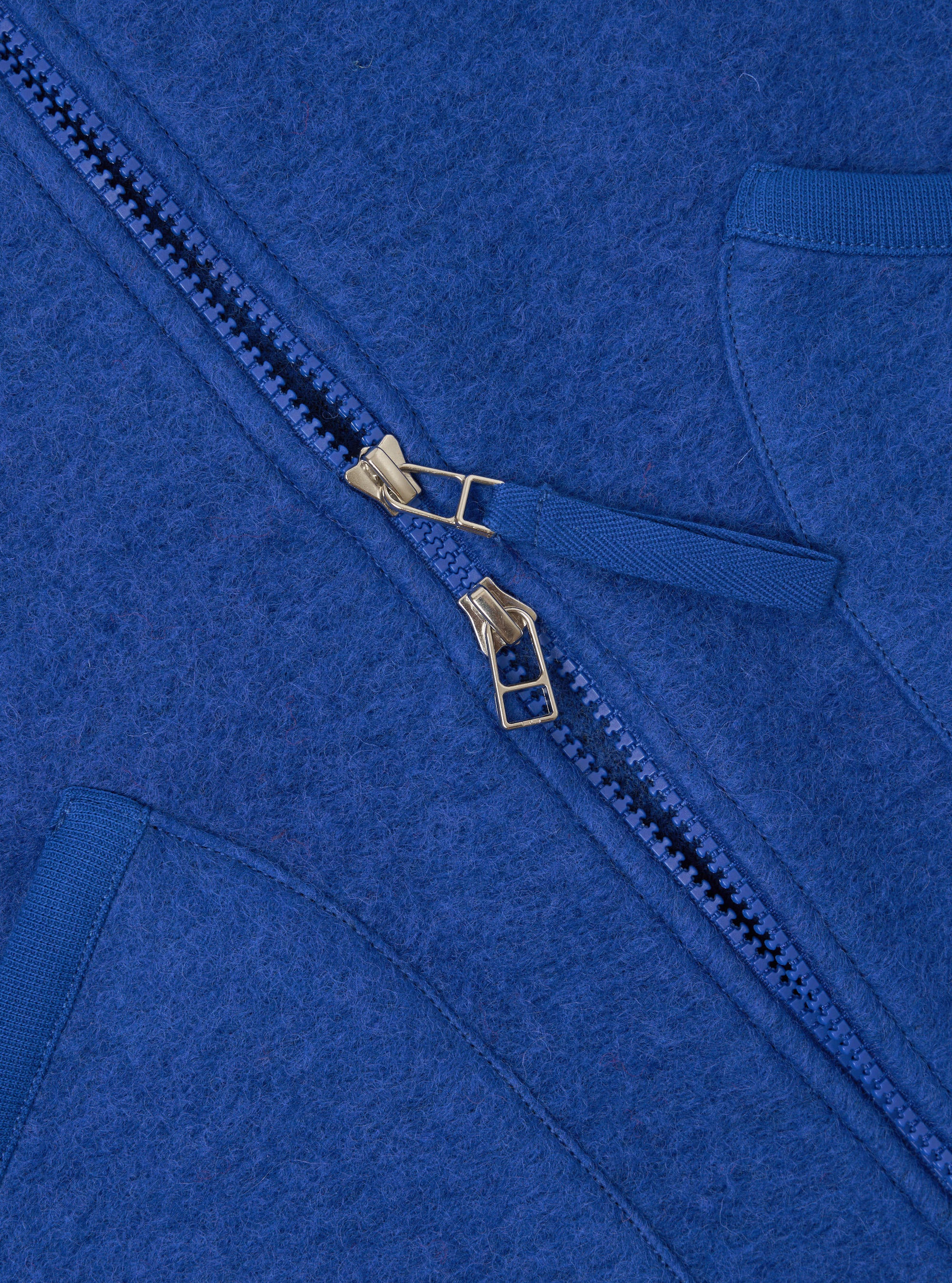 Blue Wool Fleece Zip Waistcoat