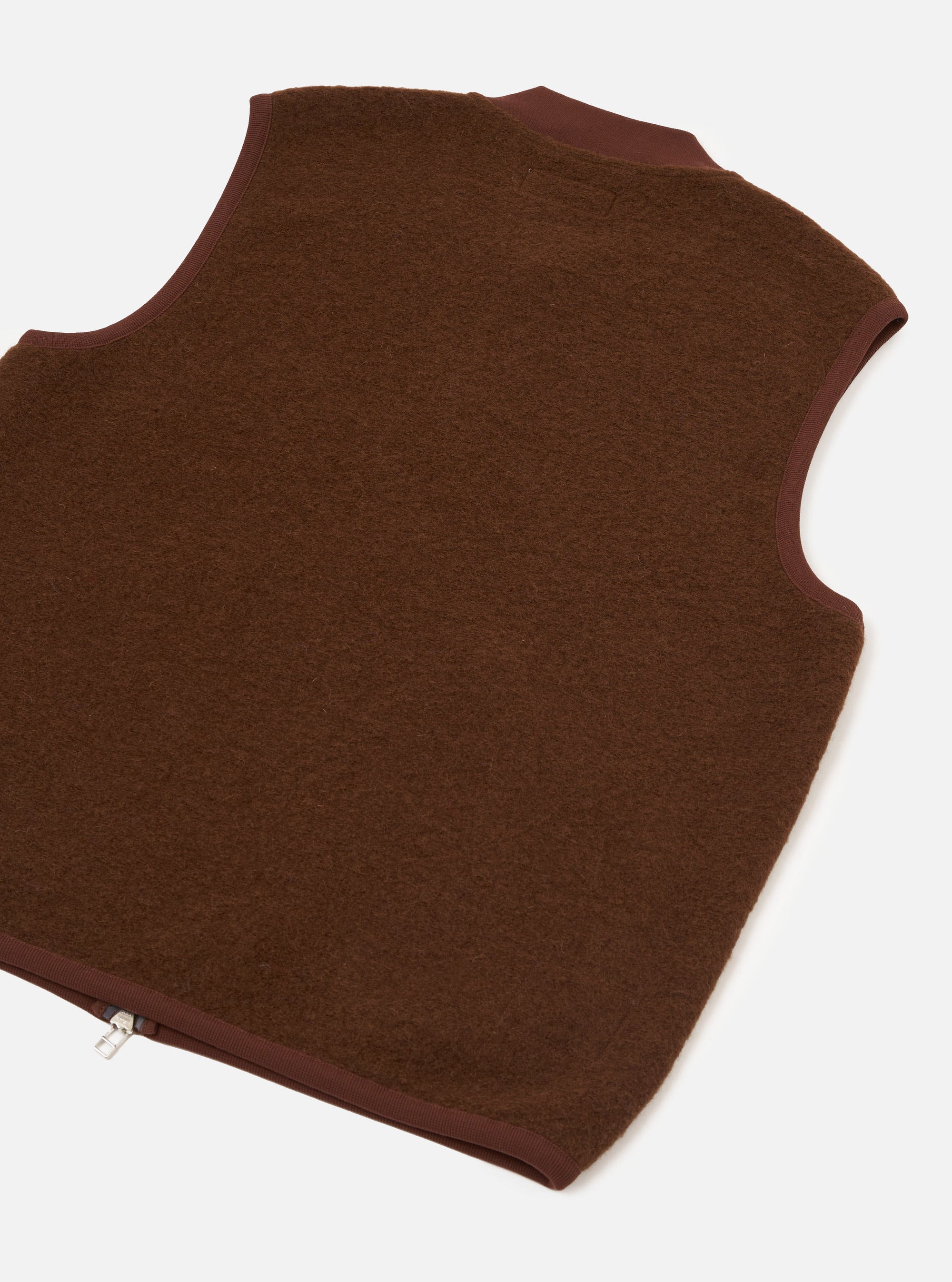 Cacao Wool Fleece Zip Waistcoat
