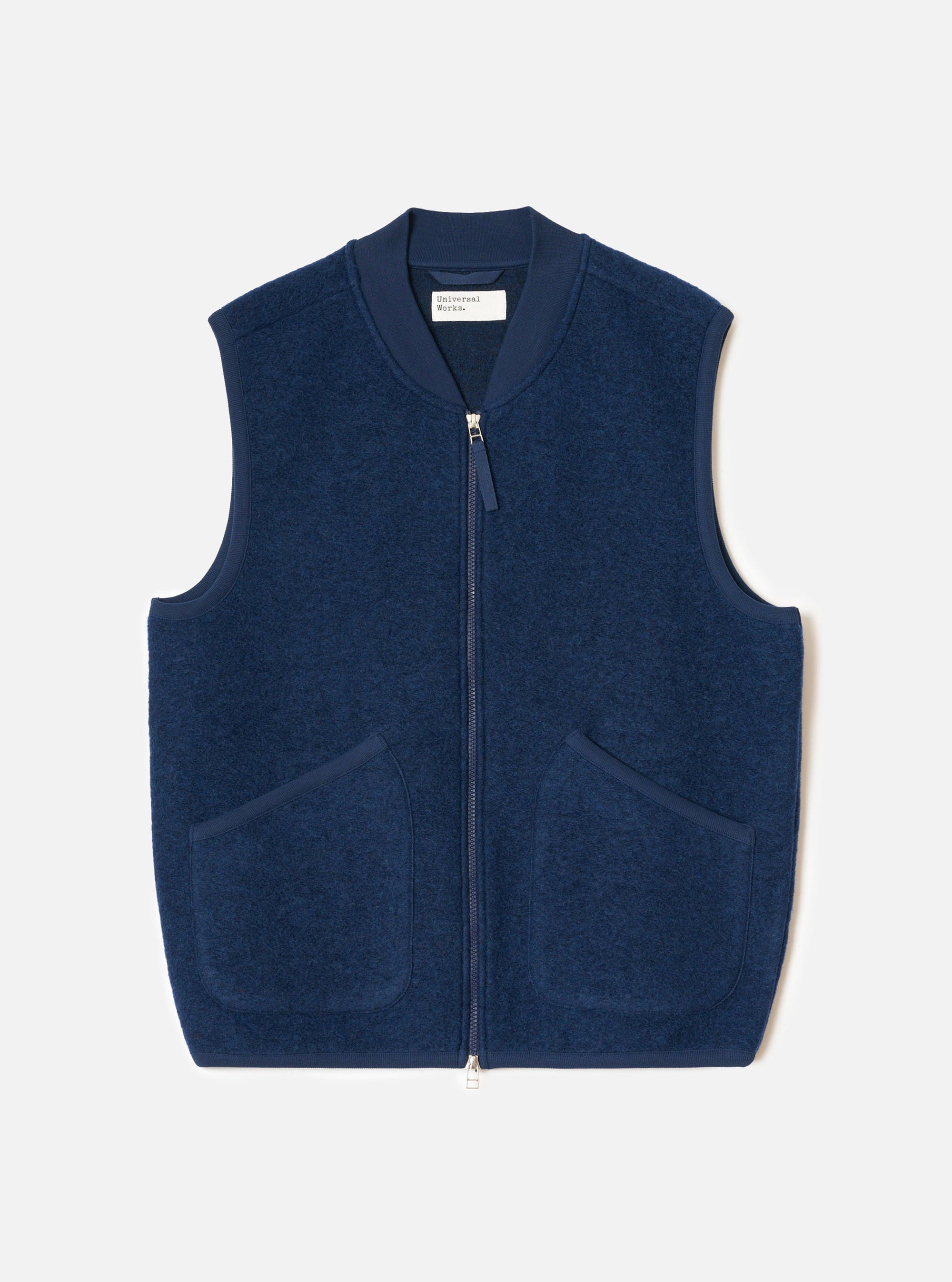 Indigo Wool Fleece Zip Waistcoat