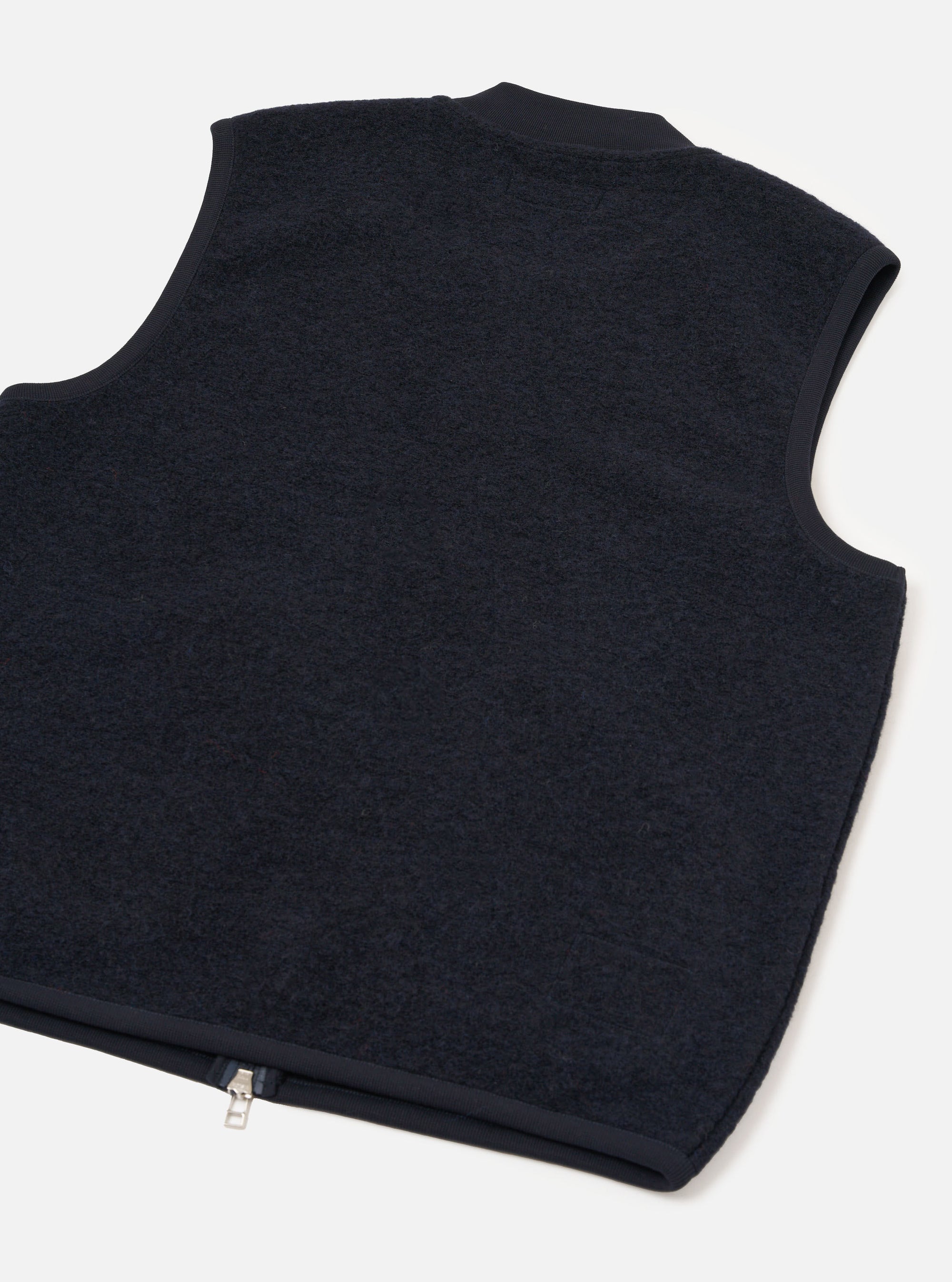 Navy Wool Fleece Zip Waistcoat