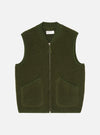 Olive Wool Fleece Zip Waistcoat