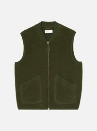 Olive Wool Fleece Zip Waistcoat