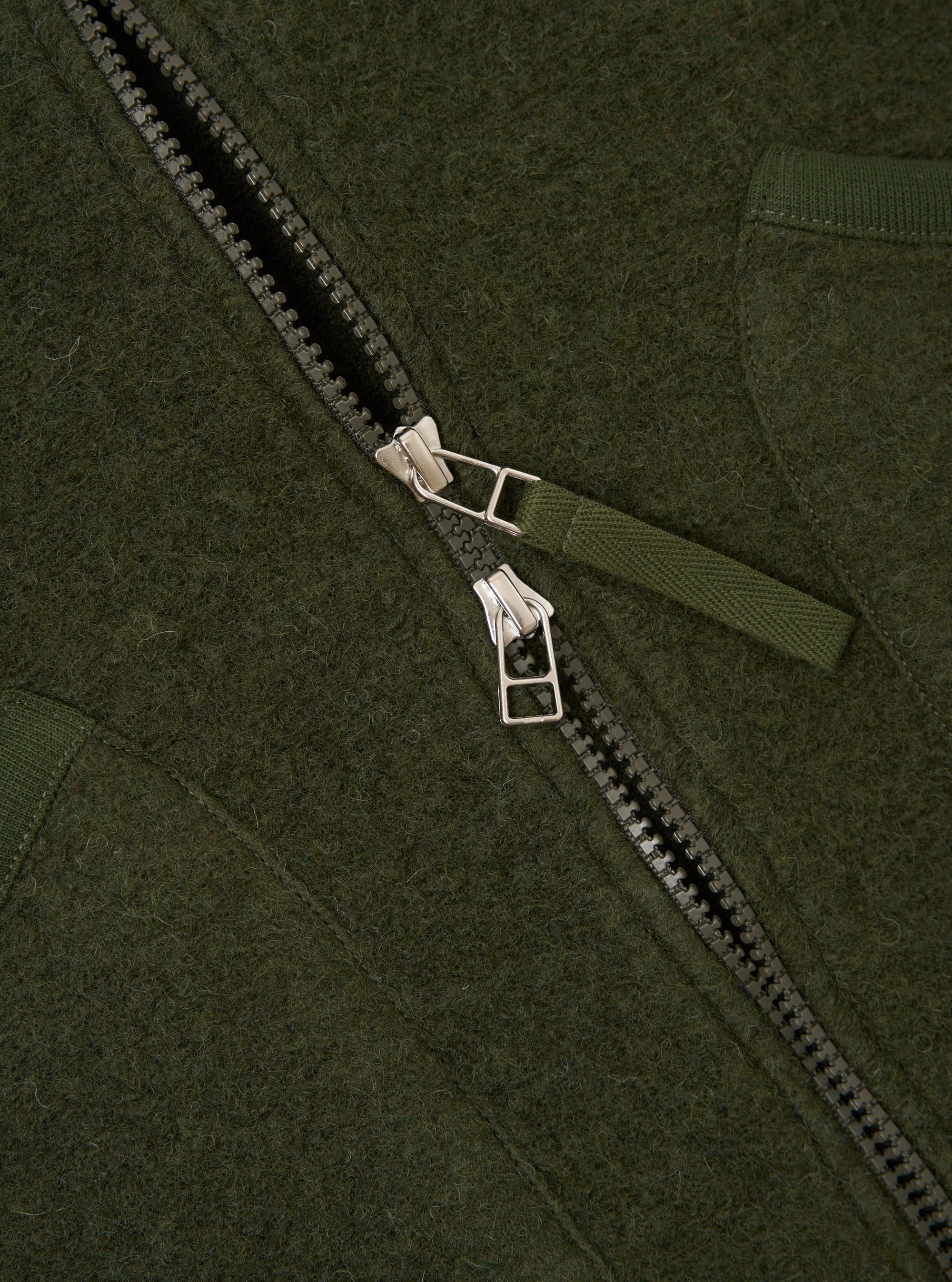 Olive Wool Fleece Zip Waistcoat