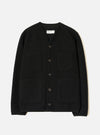 Black Wool Fleece Cardigan