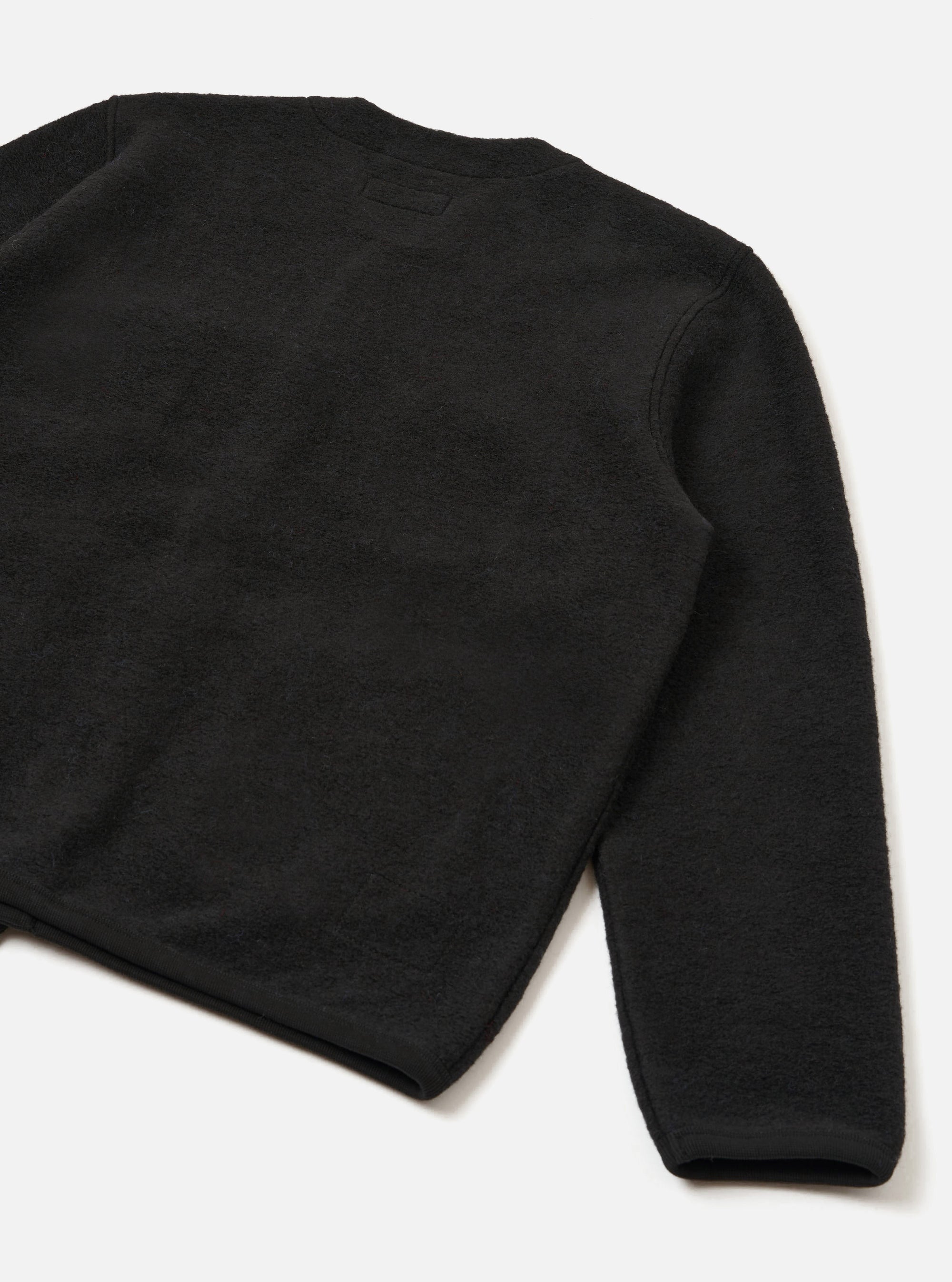 Black Wool Fleece Cardigan