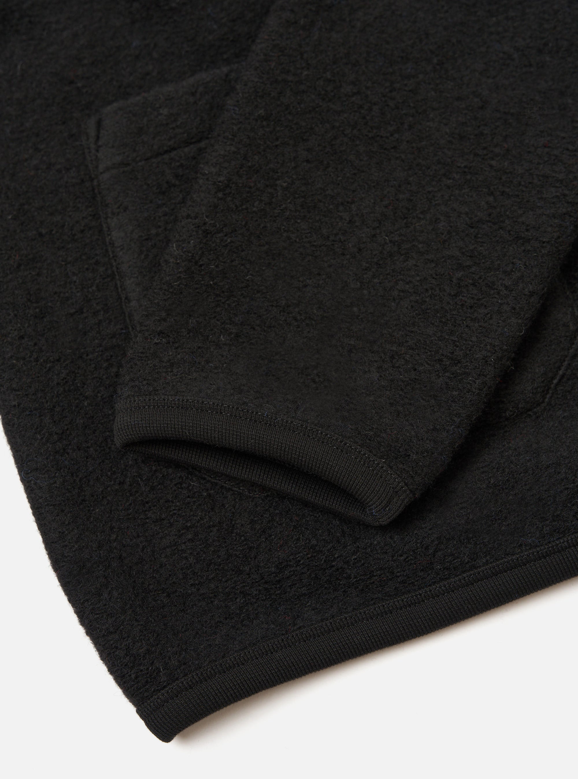 Black Wool Fleece Cardigan