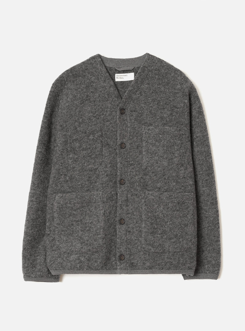 Grey Marl Wool Fleece Cardigan