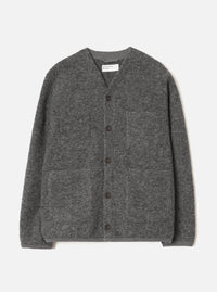 Grey Marl Wool Fleece Cardigan