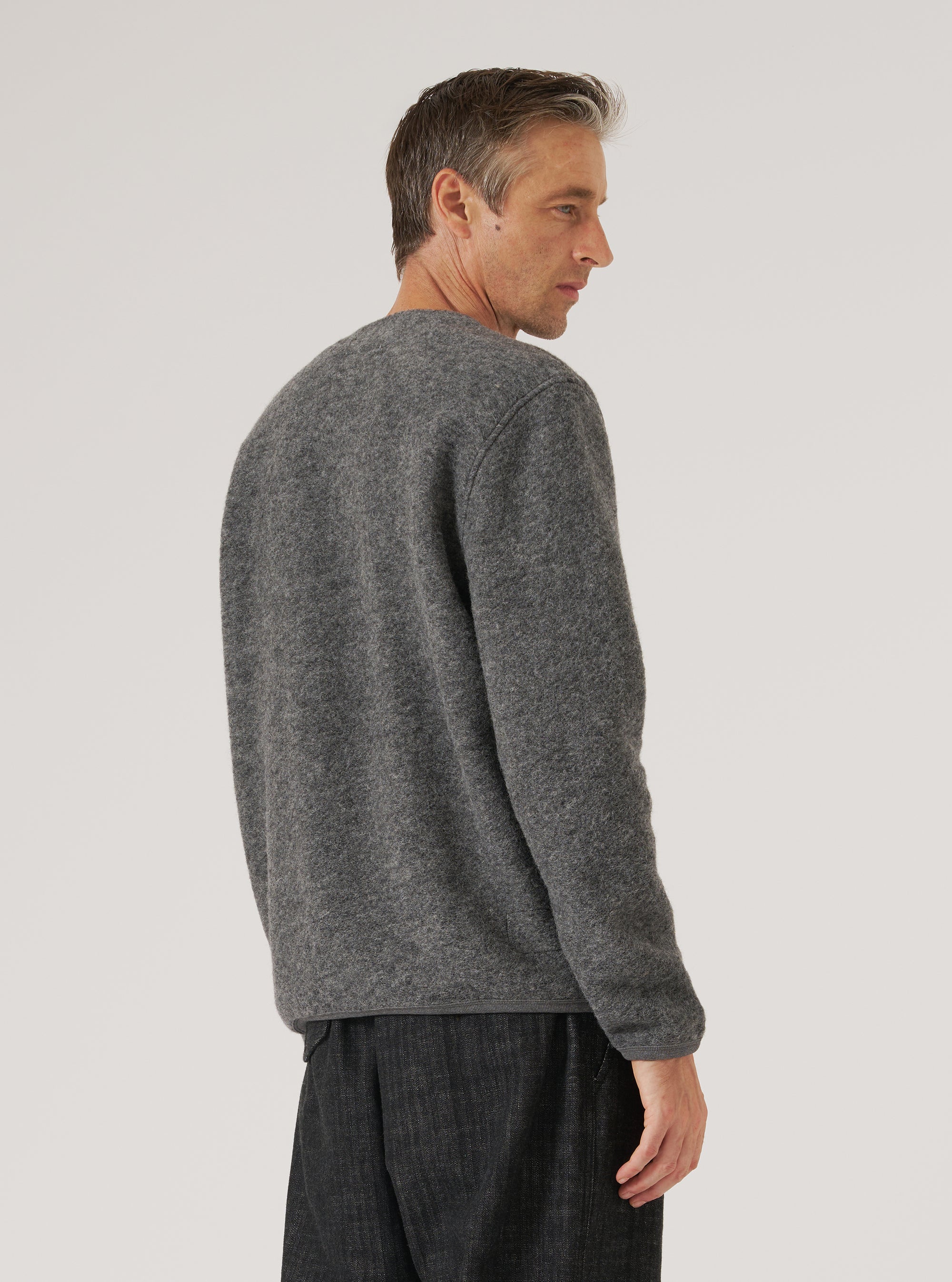 Grey Marl Wool Fleece Cardigan