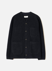 Navy Wool Fleece Cardigan