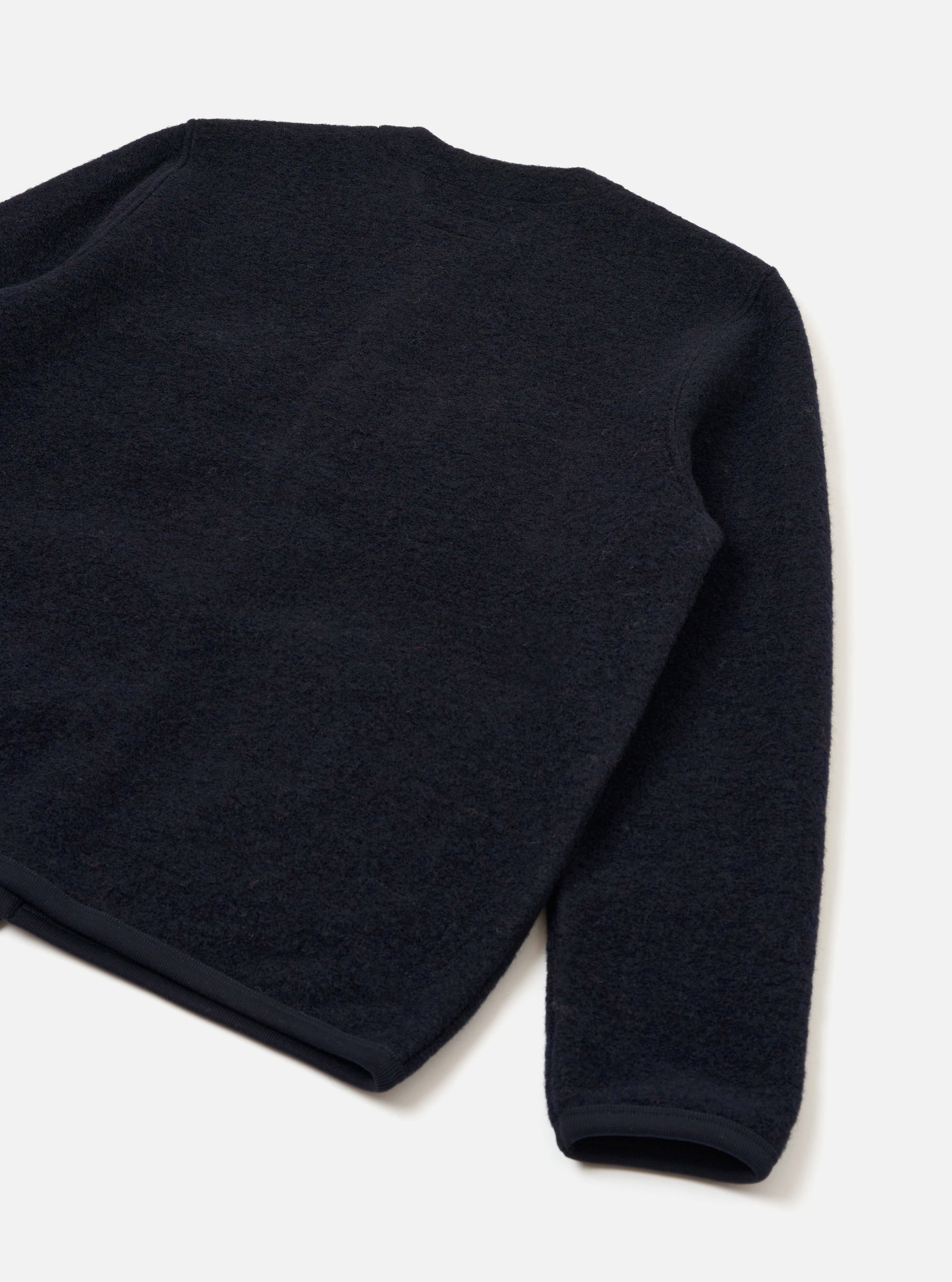 Navy Wool Fleece Cardigan