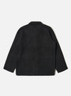 Back view of the Black Wool Fleece Field Jacket on a white background. The jacket is made of black wool fleece and has a relaxed fit.