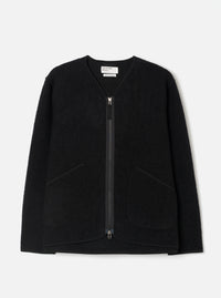 Black Wool Fleece Zip Liner Jacket