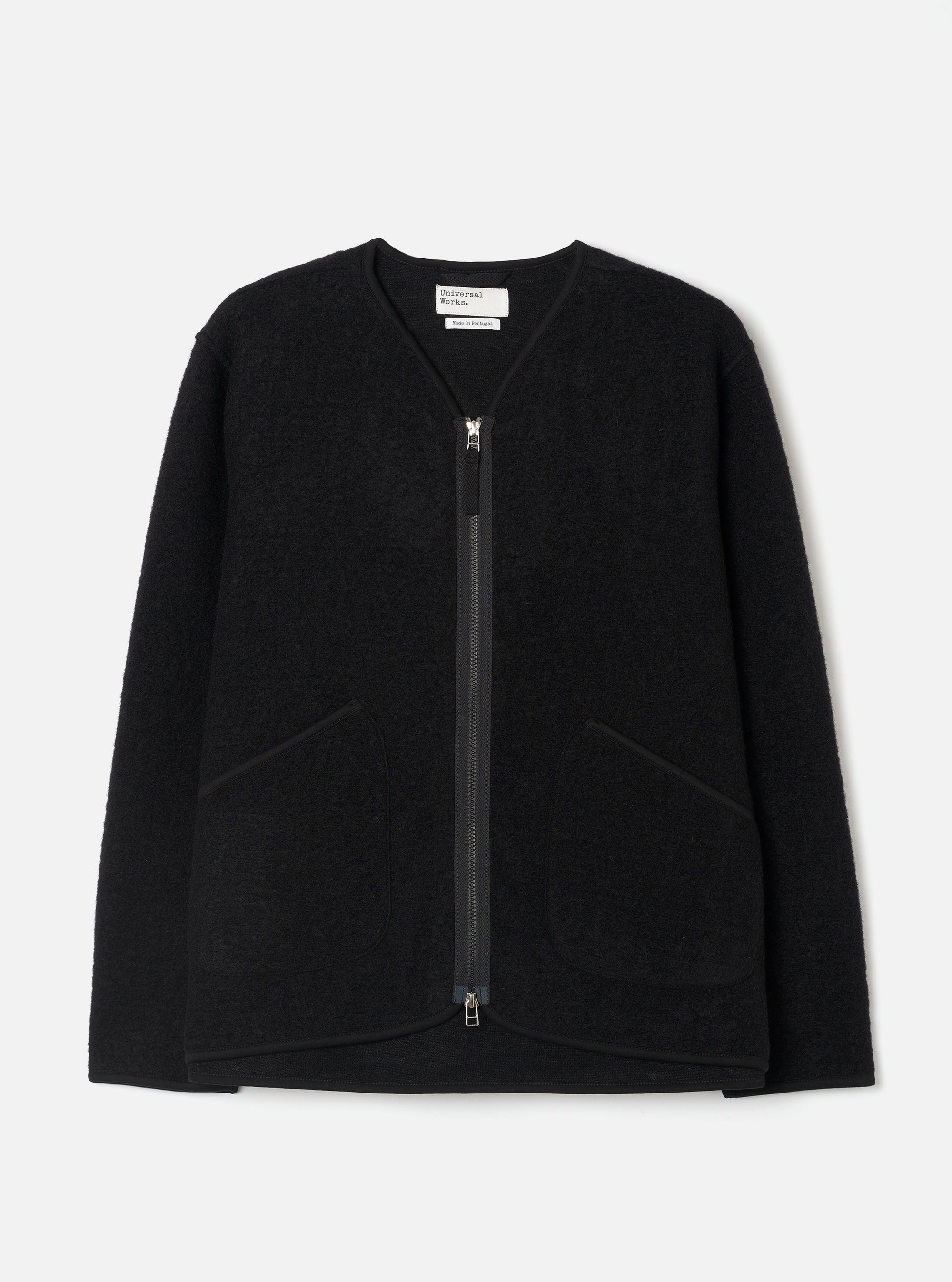 Black Wool Fleece Zip Liner Jacket