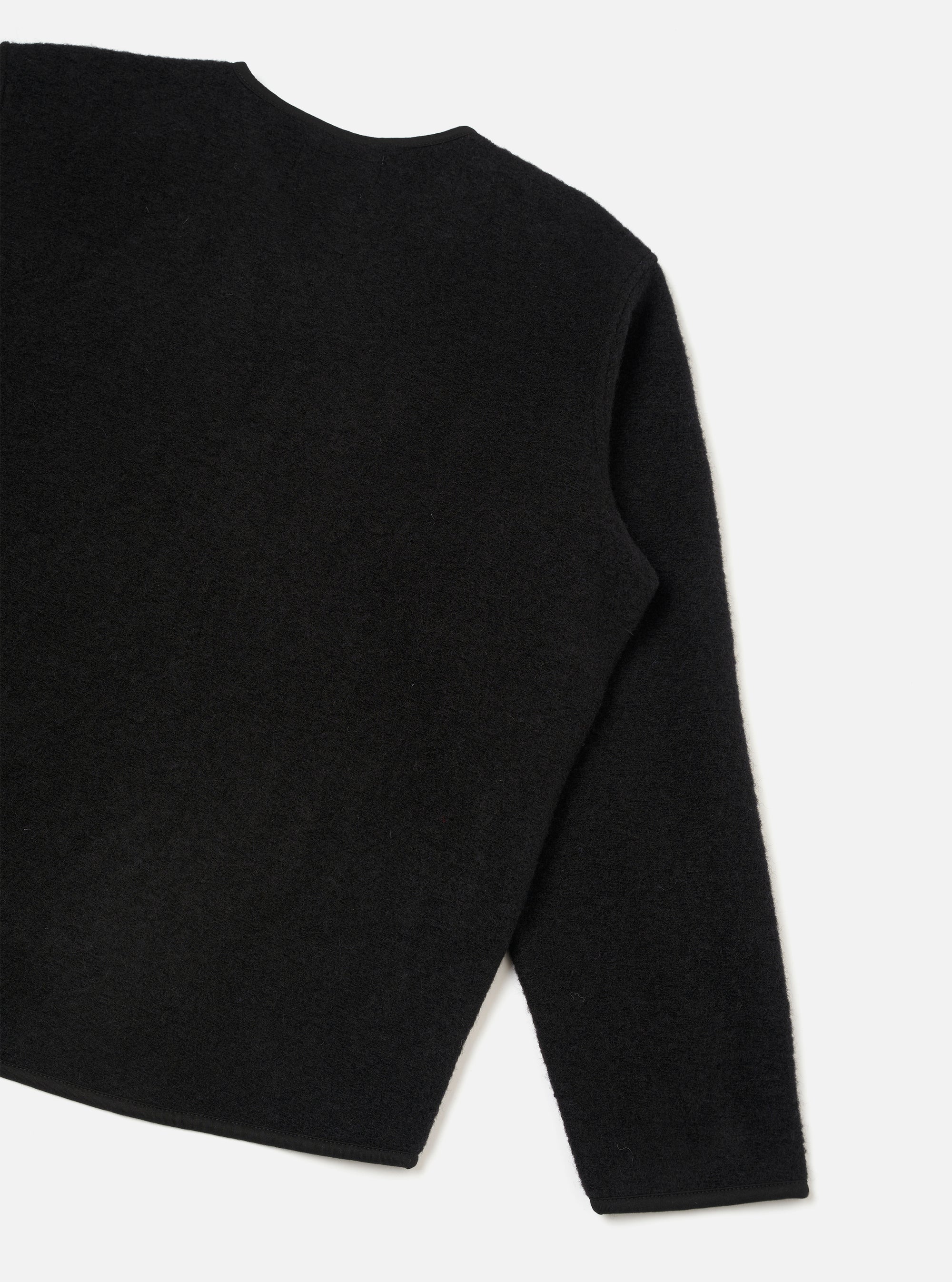 Black Wool Fleece Zip Liner Jacket
