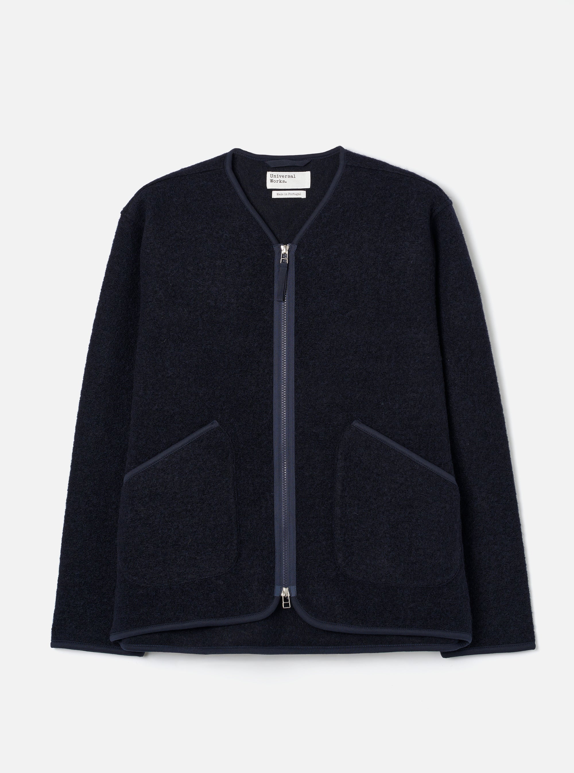 Navy Wool Fleece Zip Liner Jacket