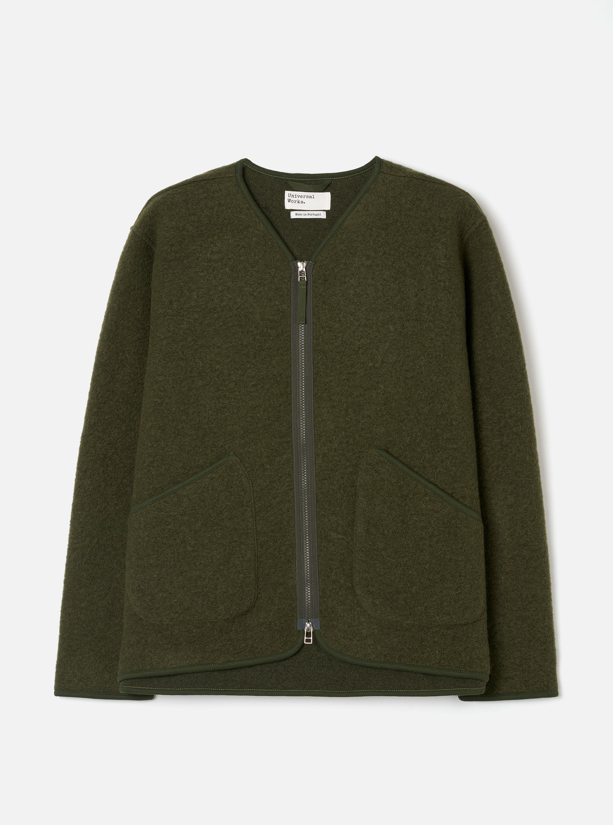 Olive Wool Fleece Zip Liner Jacket