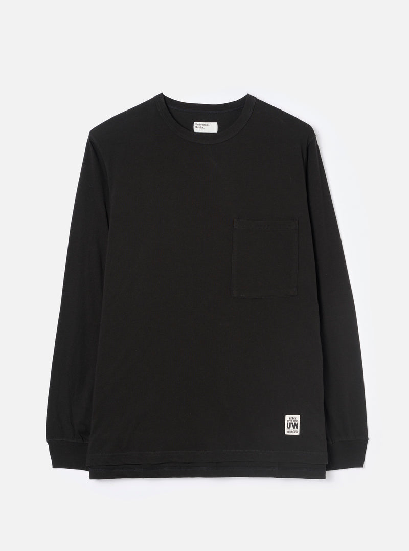 Black Single Jersey L/S Core Pocket Tee