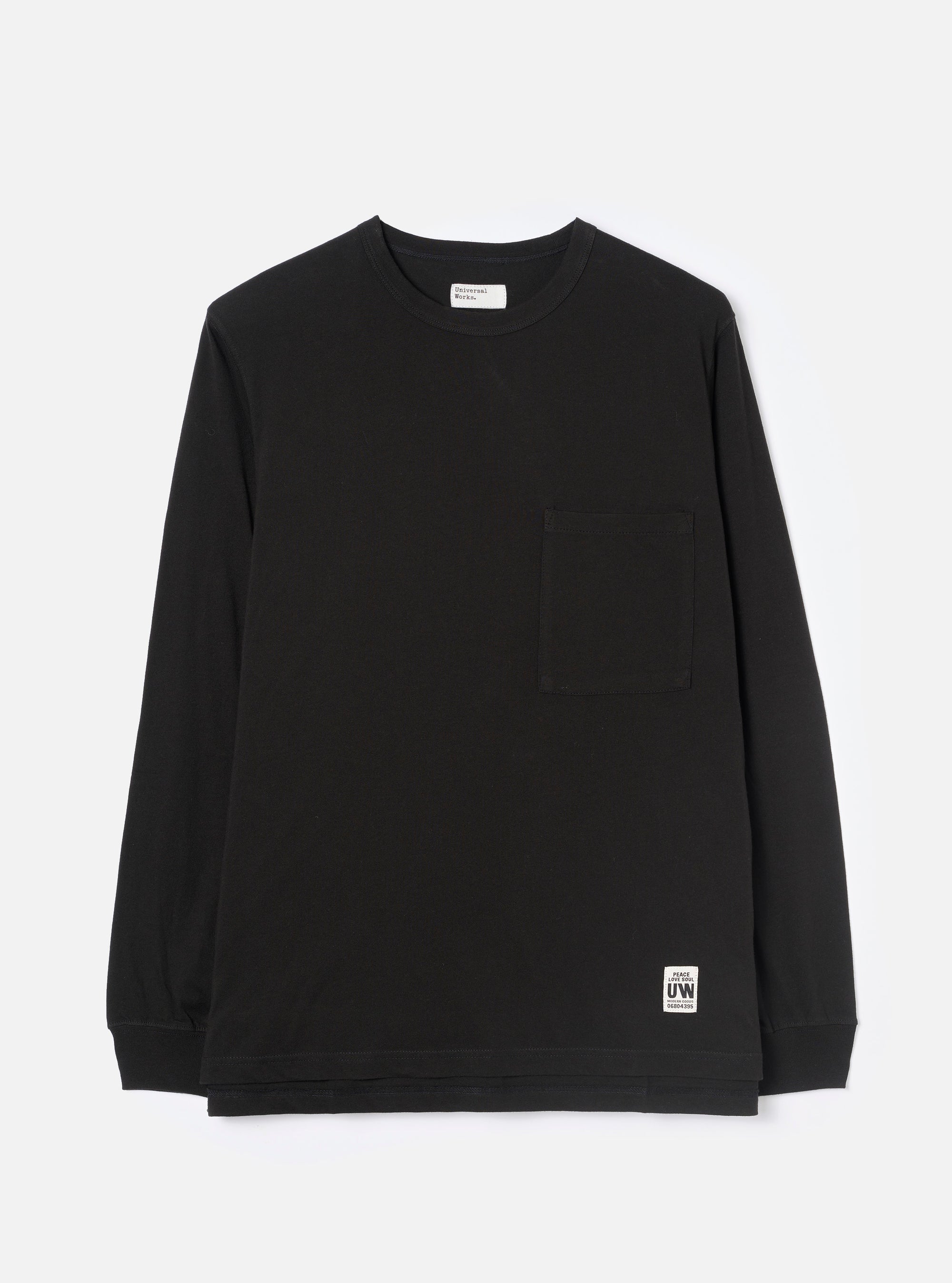 Black Single Jersey L/S Core Pocket Tee