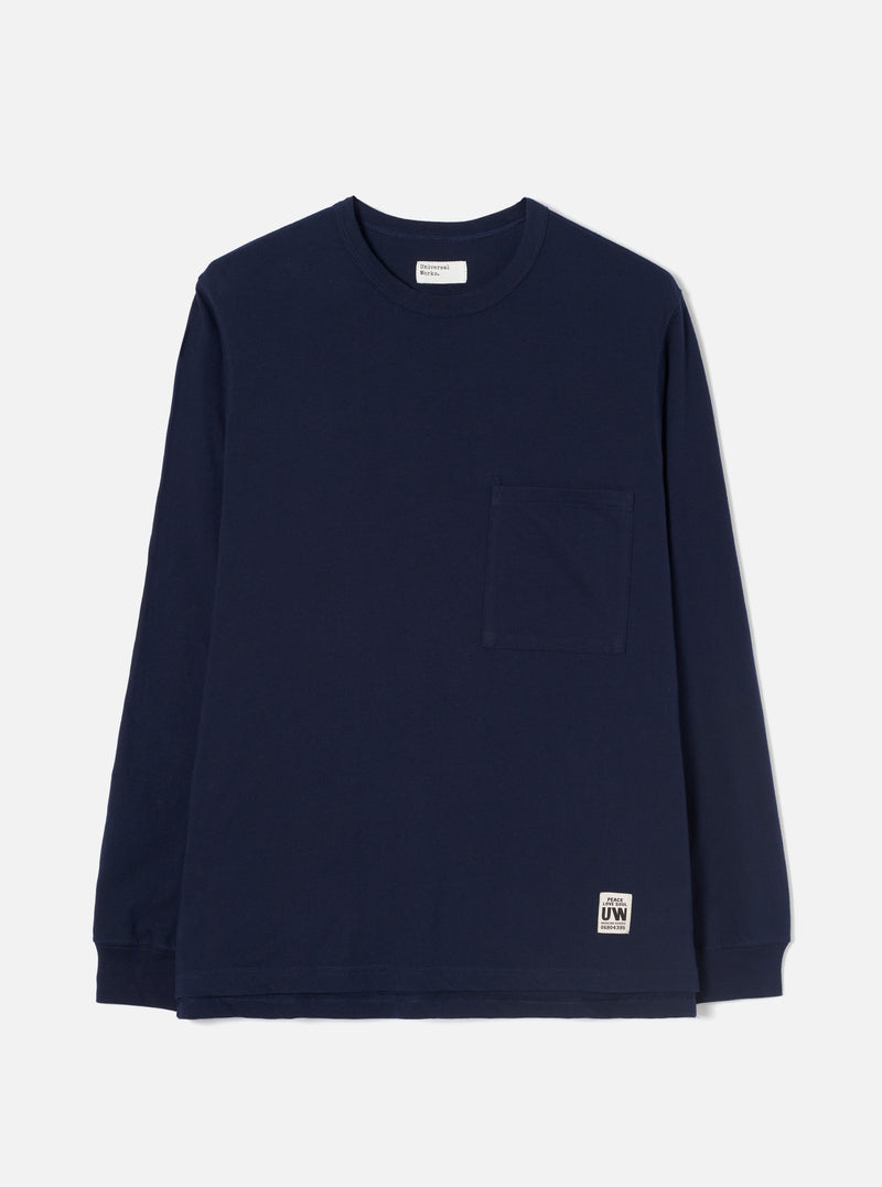Navy Single Jersey L/S Core Pocket Tee
