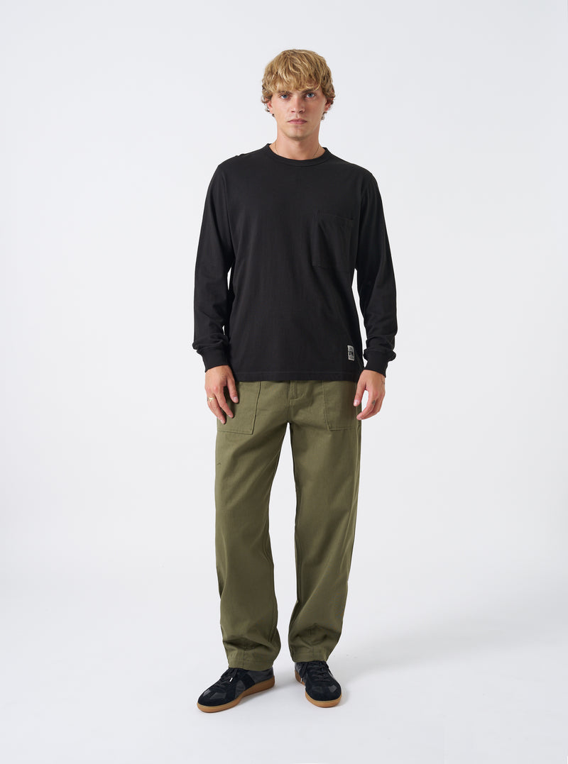Black Single Jersey L/S Core Pocket Tee