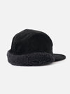 cableami® Black Corduroy 5w Cap on a white backdrop. The cap features a corduroy texture and a furry trim, offering a snug fit.