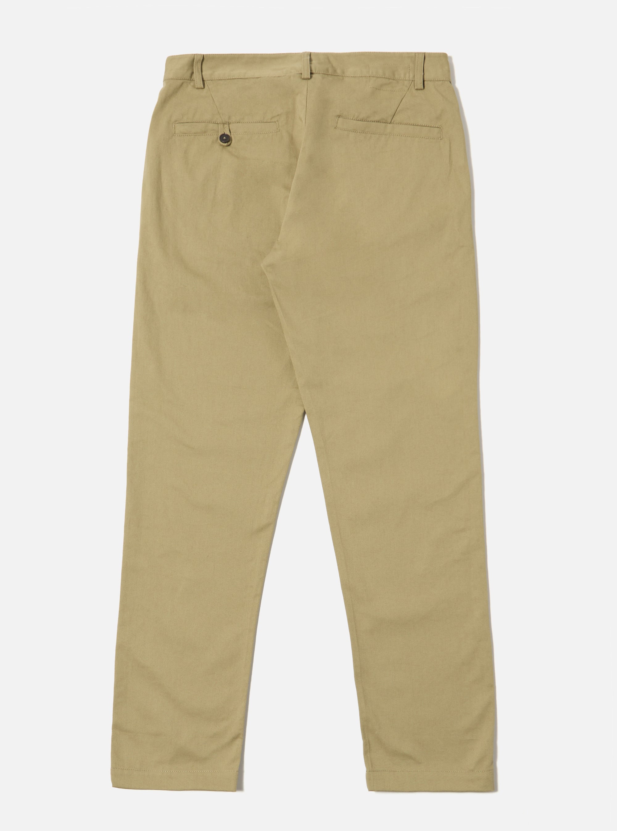Back view of the Sand Twill Aston Pant laid flat on a white background. The pants are a light tan color and appear to be made of a soft twill fabric.