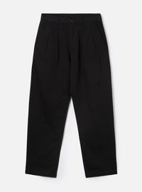 Black Twill Double Pleat Pant