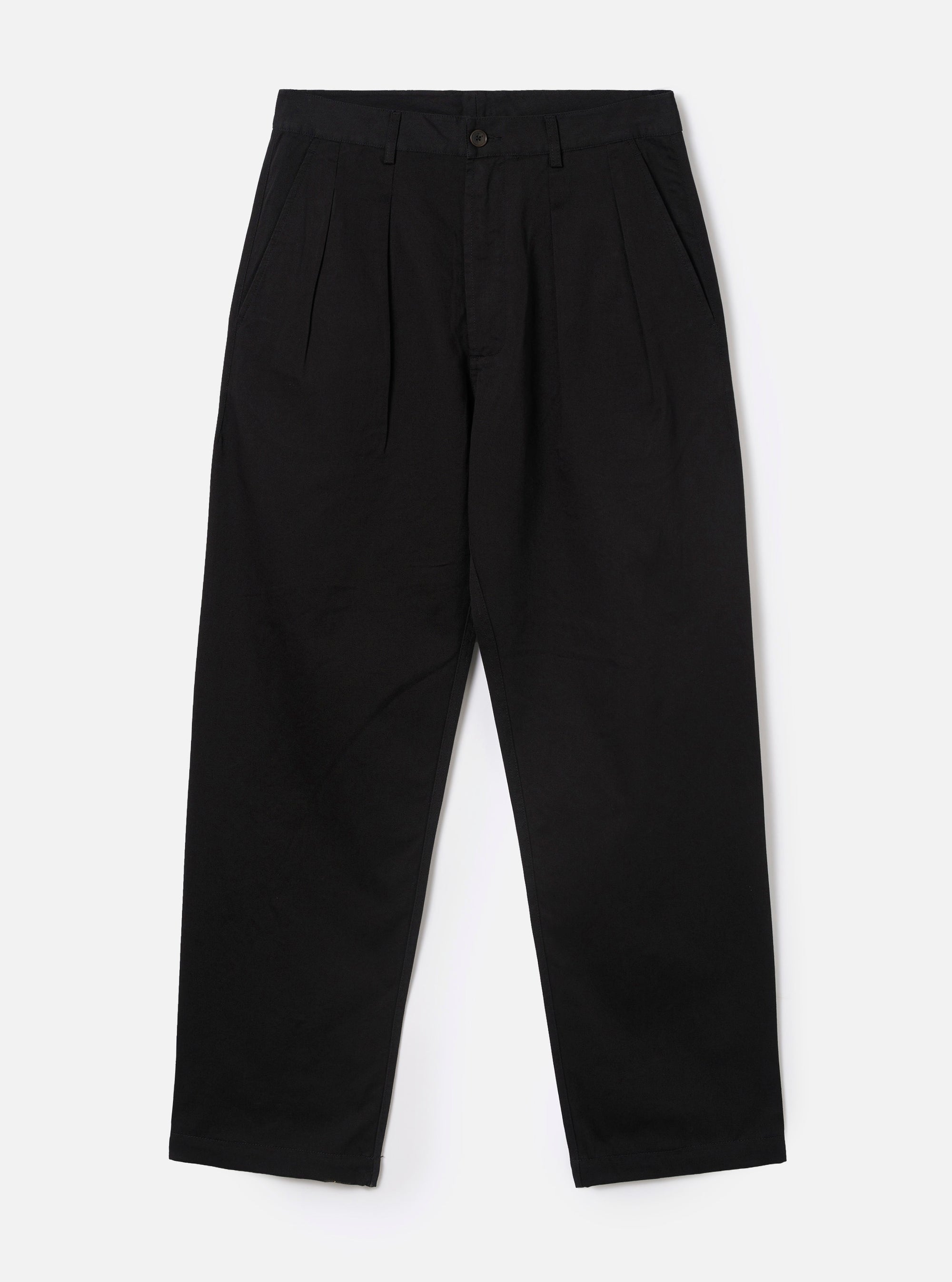 Black Twill Double Pleat Pant