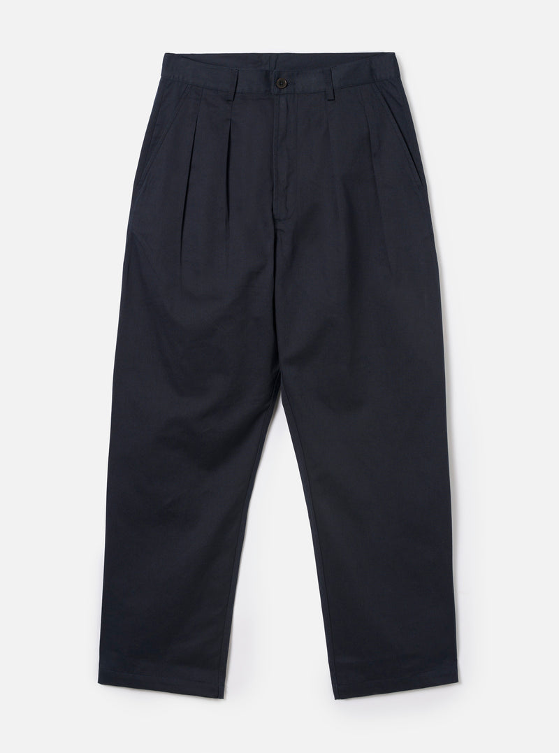 Navy Twill Double Pleat Pant