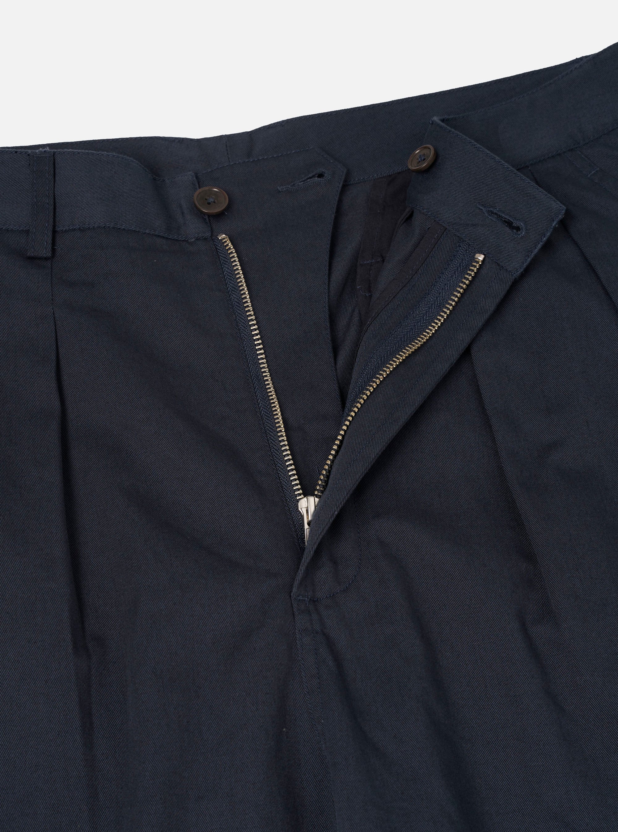 Navy Twill Double Pleat Pant