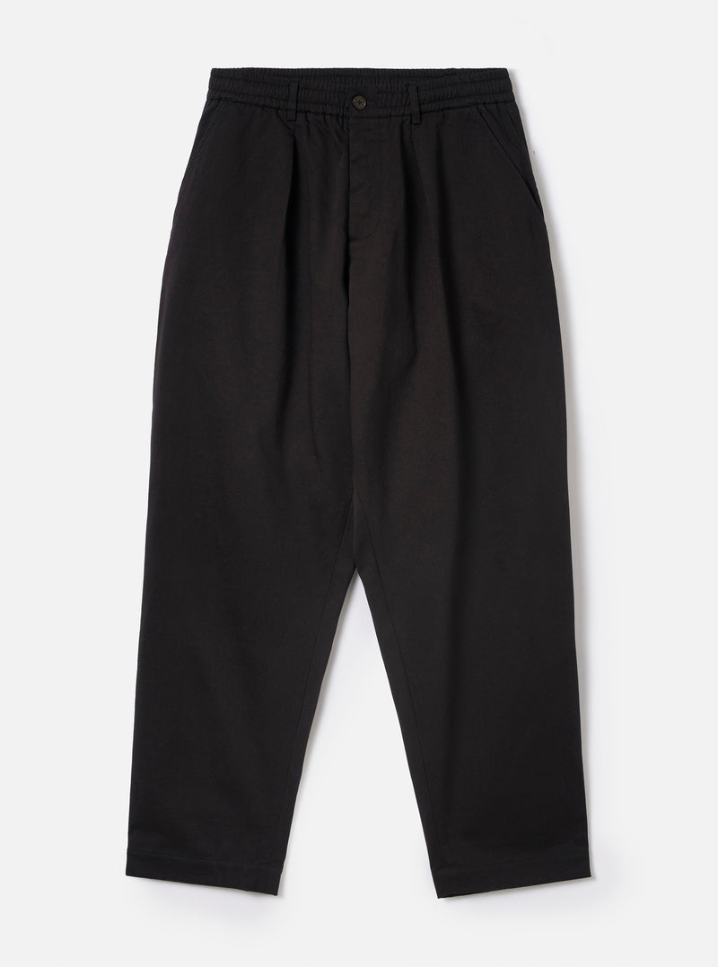 Black Twill Pleated Track Pant