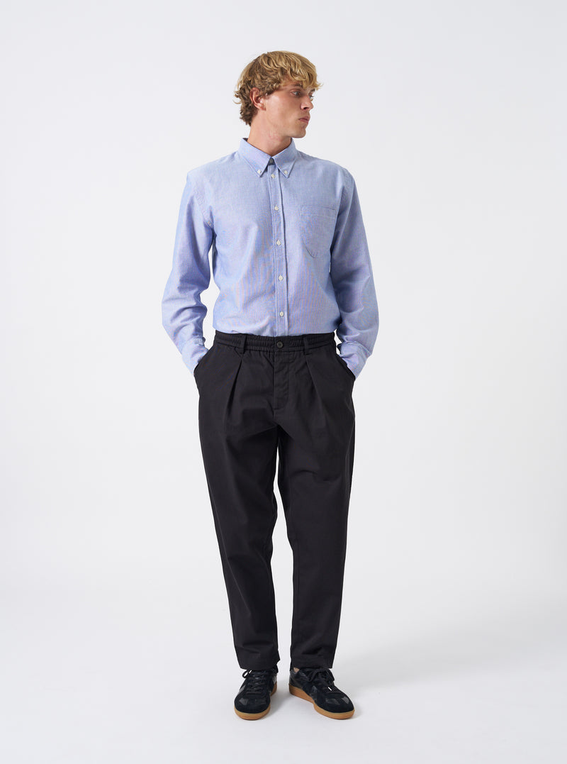 Black Twill Pleated Track Pant
