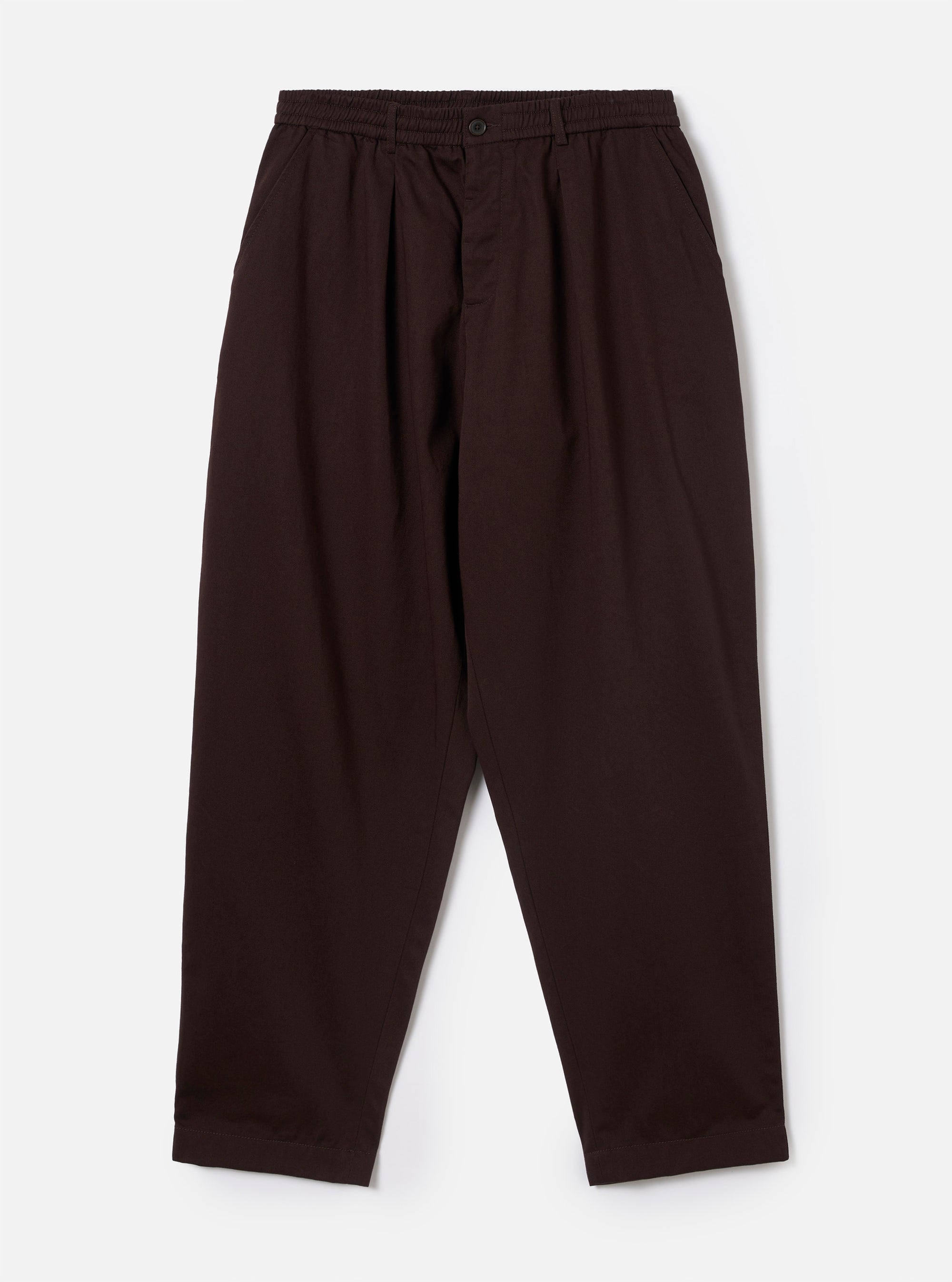 Brown Twill Pleated Track Pant
