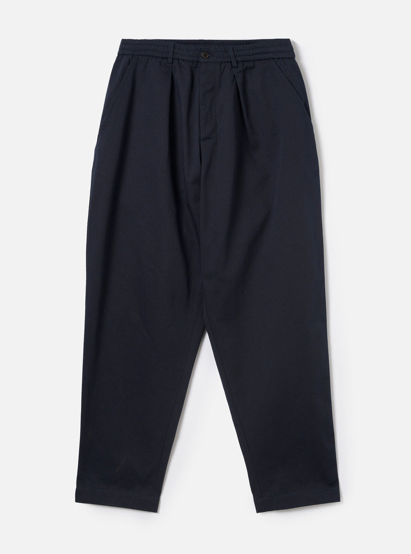 Navy Twill Pleated Track Pant