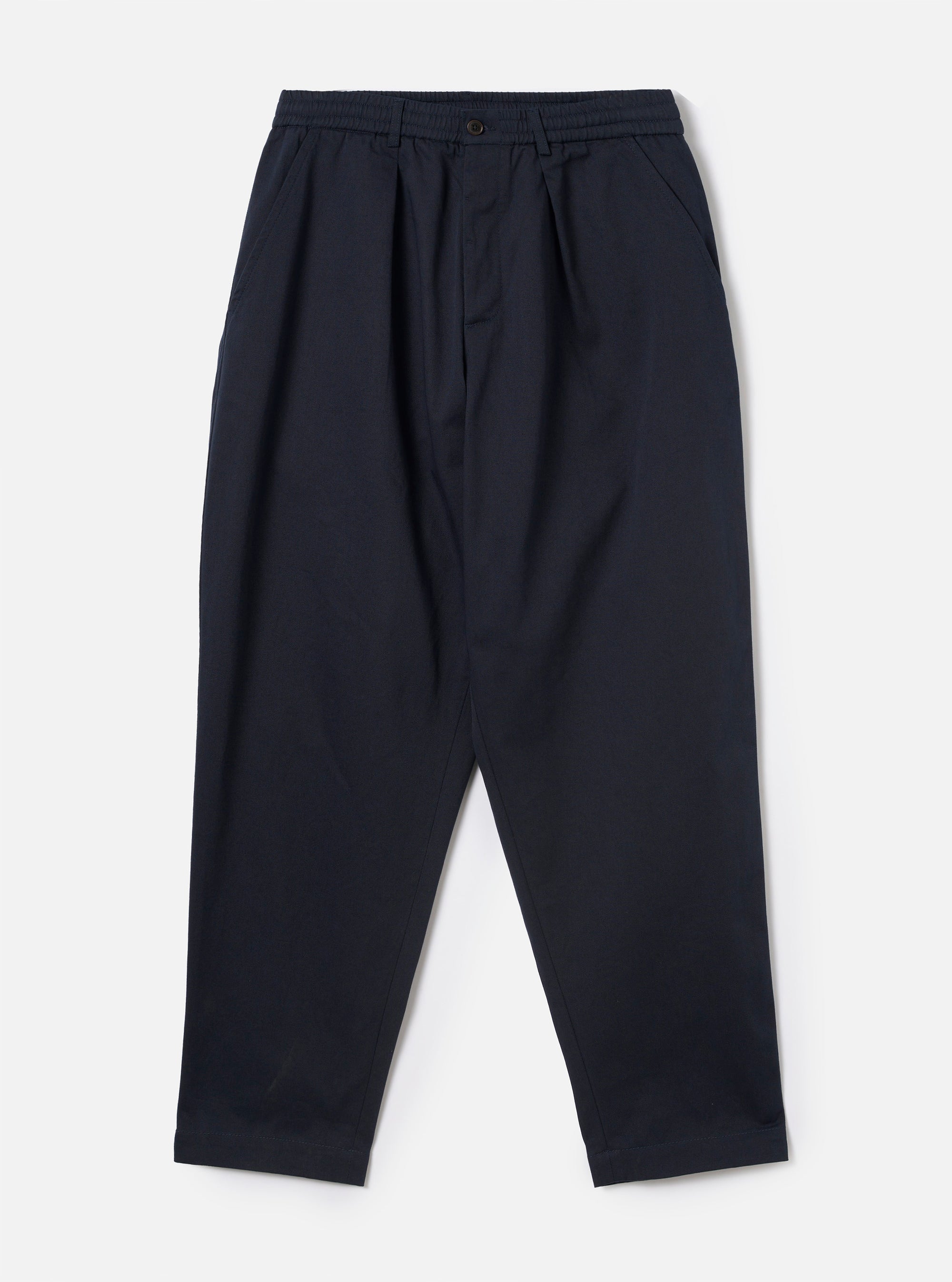 Navy Twill Pleated Track Pant