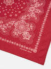 Close-up of a Red Classic Bandana Neckerchief on a white surface. The bandana has a paisley pattern.