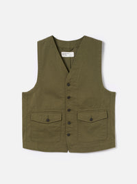 Light Olive Twill Field Waistcoat