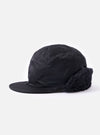 Side view of the cableami® Black Military Nylon Twill Cap on a white background. The cap is black nylon with ear flaps.
