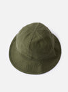 The cableami Dark Olive Baker Back Satin Cotton Metro Hat is shown from the back as a flat lay against a plain white background. The image highlights the rounded crown construction with visible vertical seams and the downward-sloping brim. The dark olive green fabric has a subtle textured back satin finish.