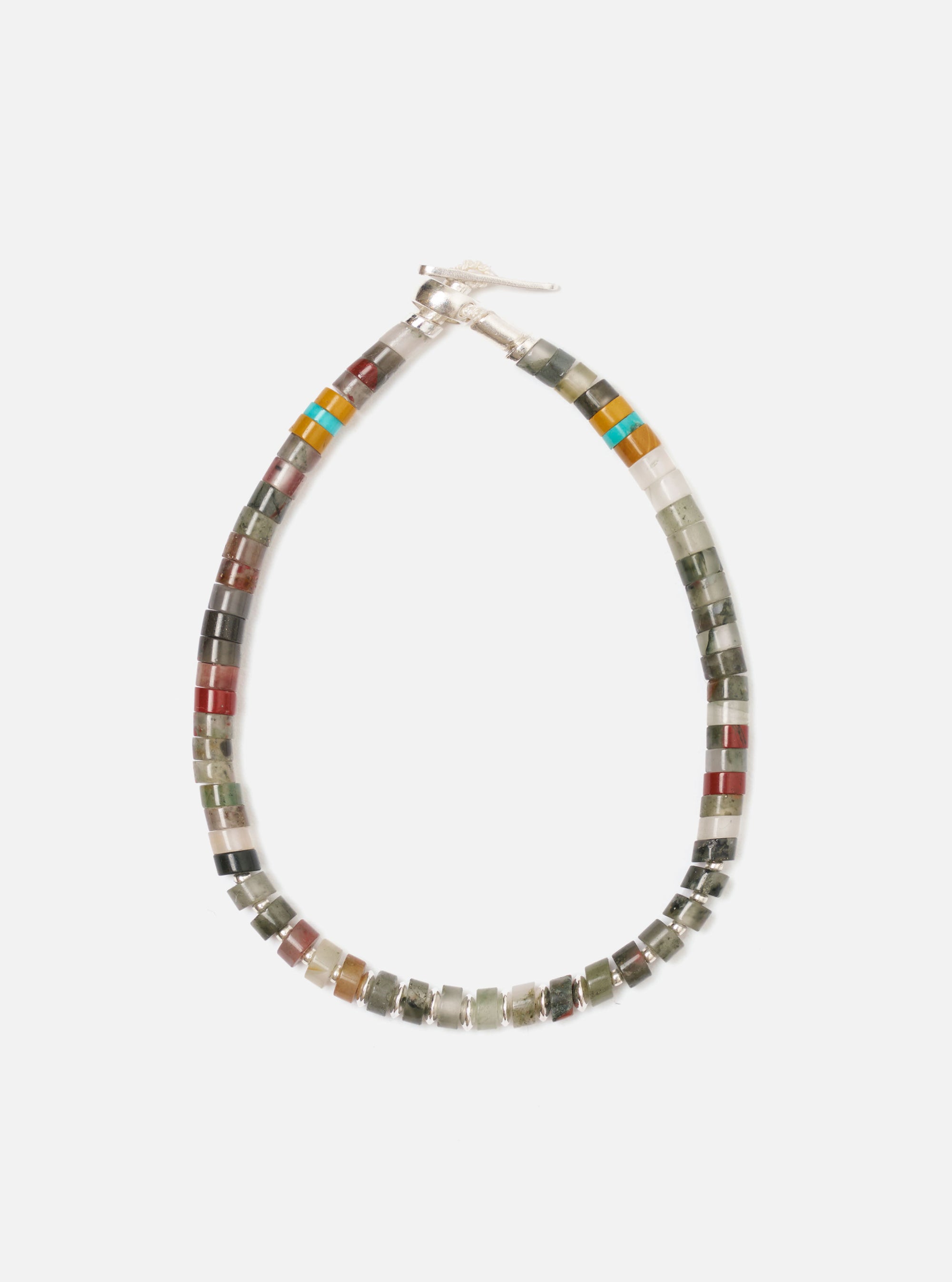 Mikia African Bloodstone Silver Heishi Bracelet