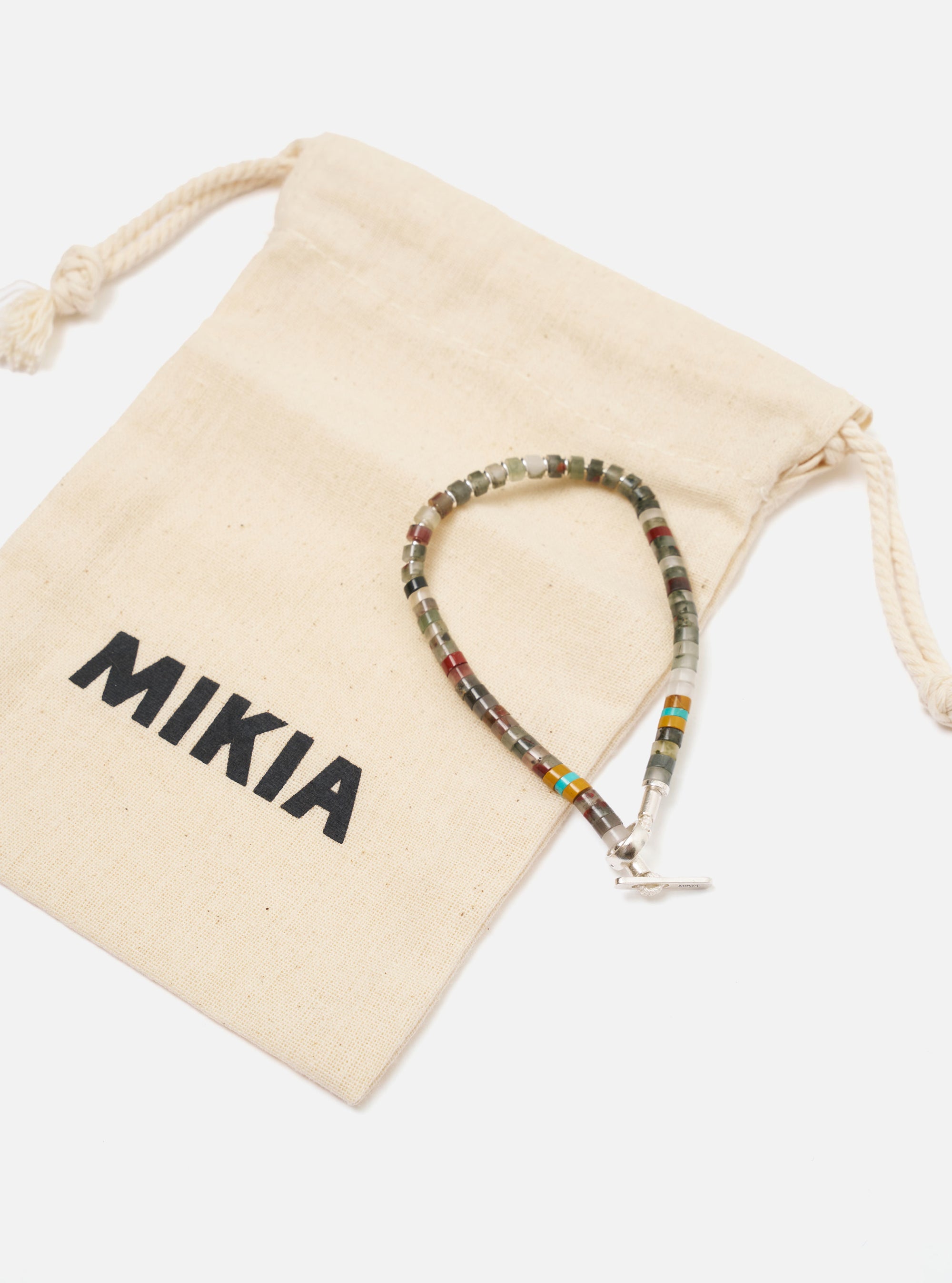 Mikia African Bloodstone Silver Heishi Bracelet