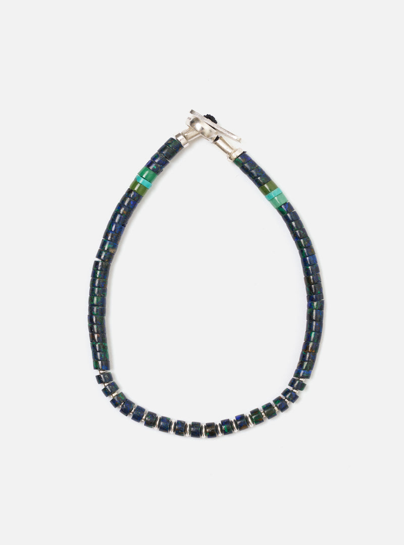 Mikia Azurite Silver Heishi Bracelet