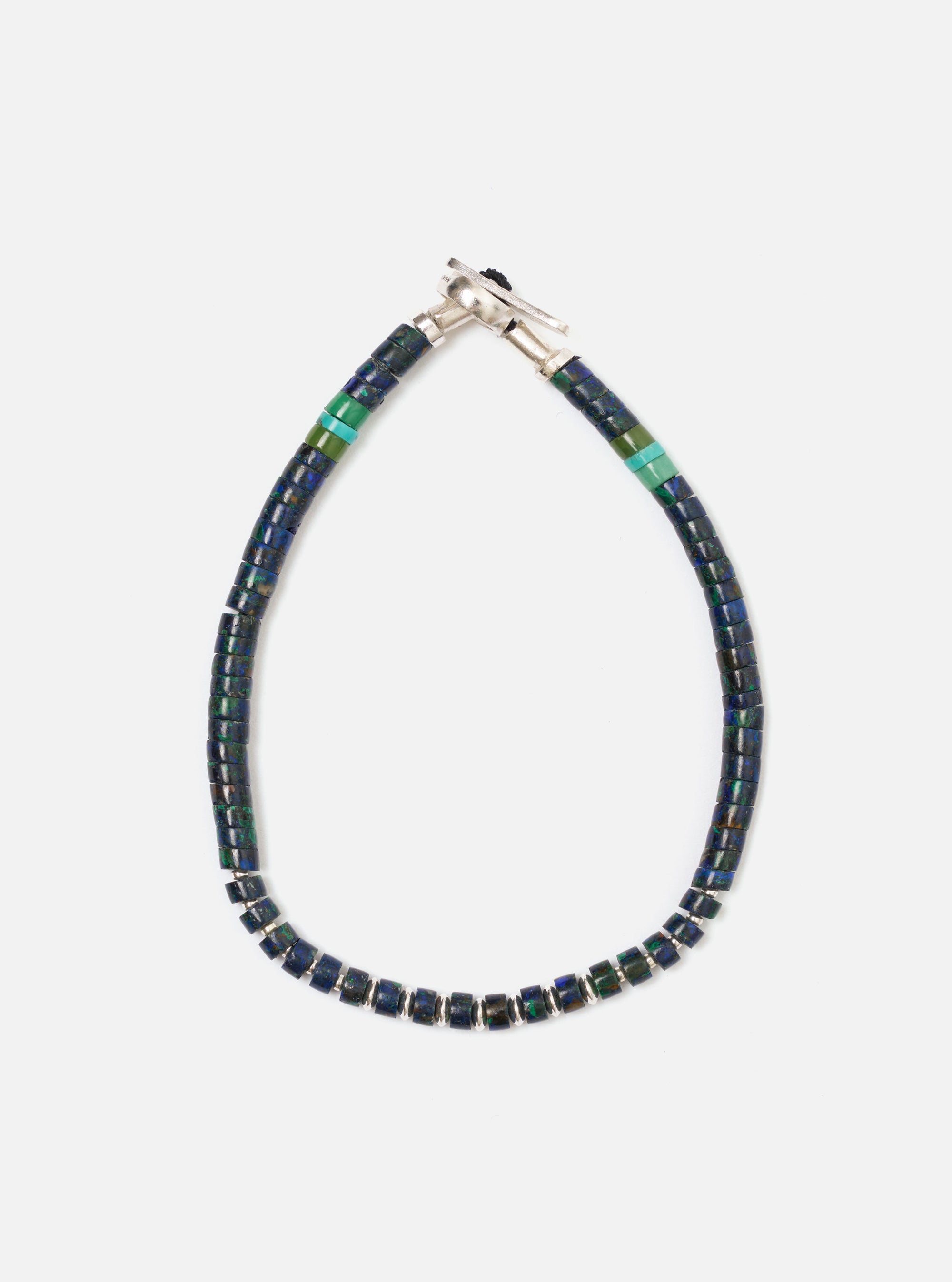Mikia Azurite Silver Heishi Bracelet