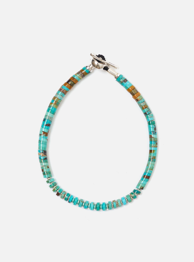Mikia Turquoise/Silver Heishi Bracelet