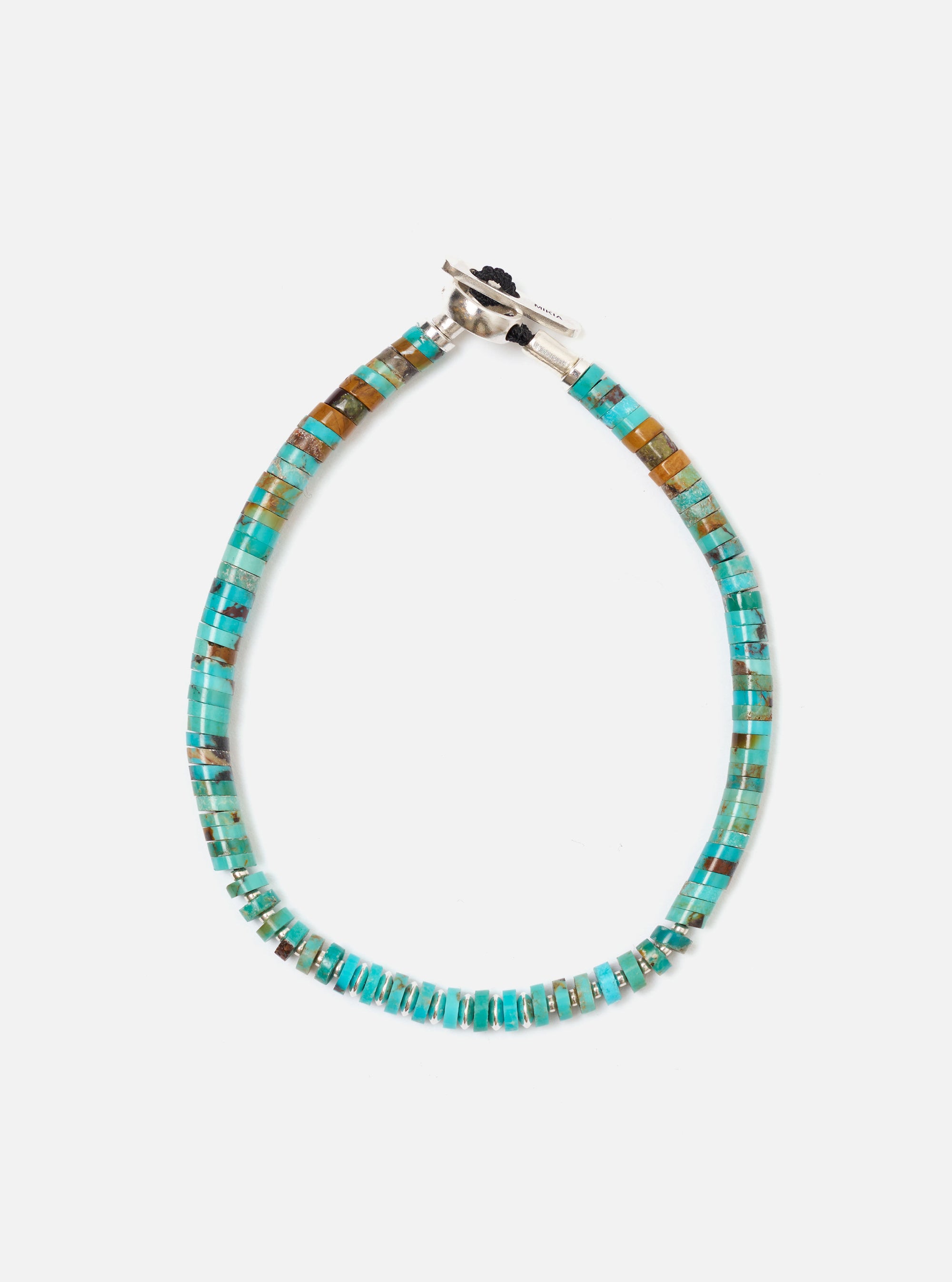 Mikia Turquoise/Silver Heishi Bracelet
