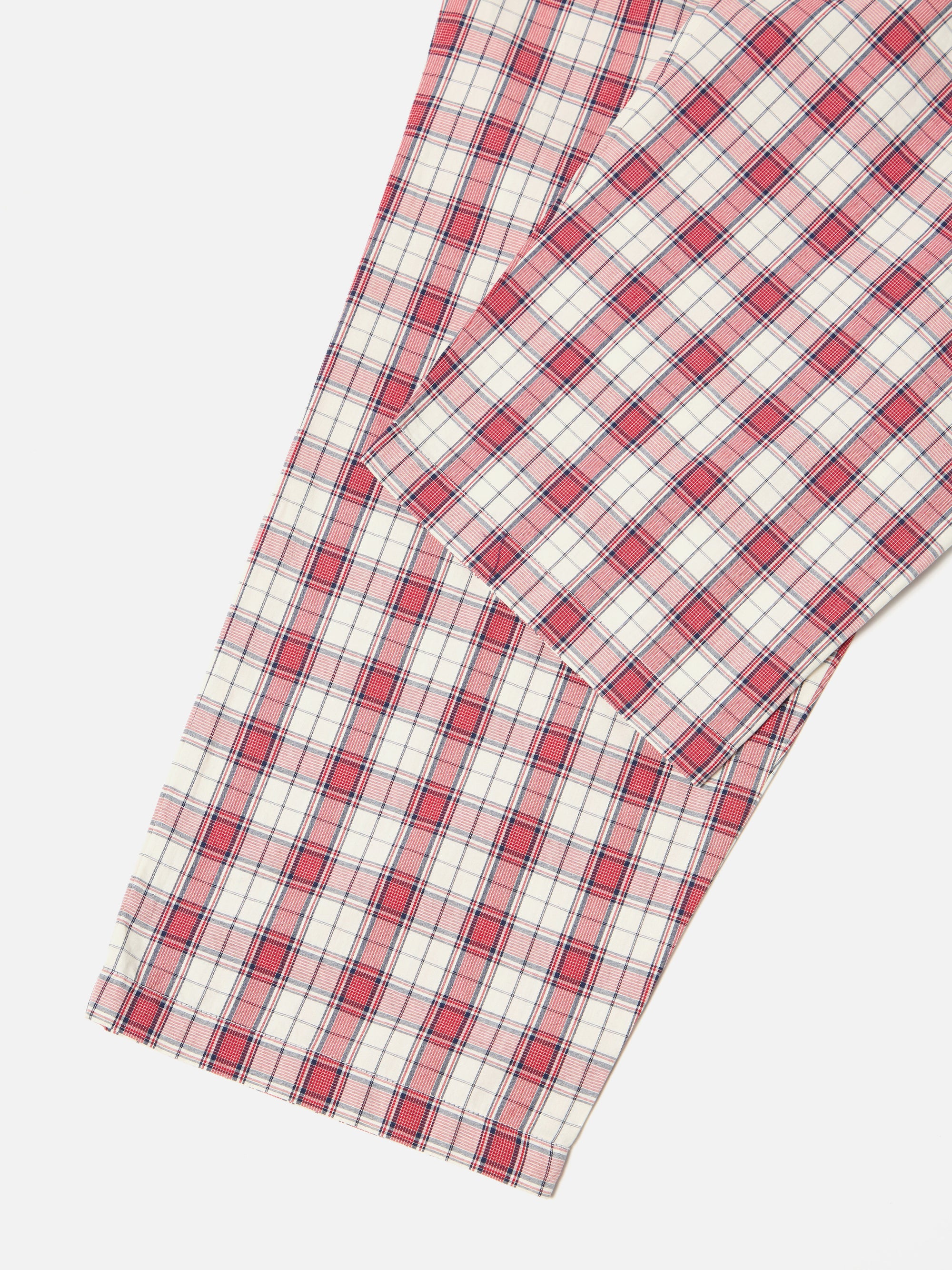 Close-up of the Red Cotton Check Pyjama Pant on a white background, showcasing the red and white checkered pattern and cotton fabric.